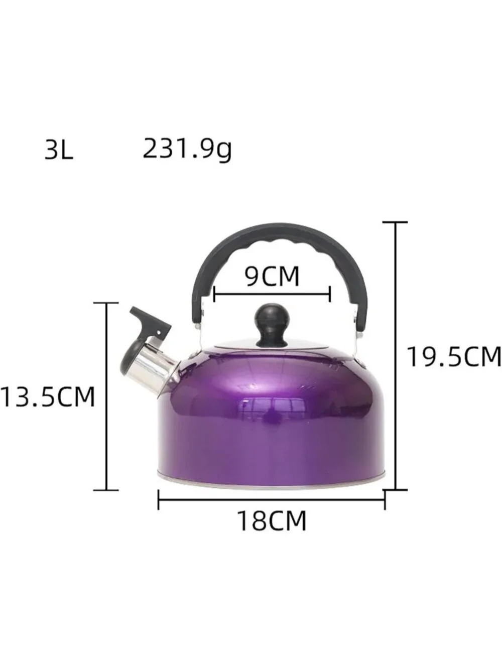 2.7 Quart 3 L Purple Stainless Steel Kitchen Tea Kettles Boil Water Brew Tea